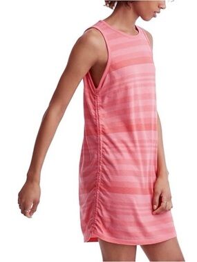 Lou & Grey Pink Striped Ruched Cotton Sleeveless Tank Mini Dress / Cover Up XS
